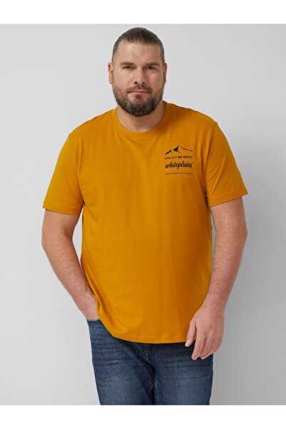 s.Oliver Big Sizes Men's big size T-shirt, with neckline and text print, Dark...