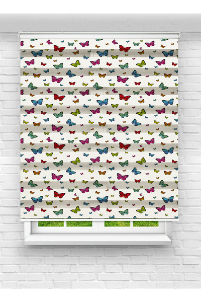 Enzo Home Renkli Kelebek Desenli Baskılı Zebra Perde – Çocuk Odası ve Mutfak ...
