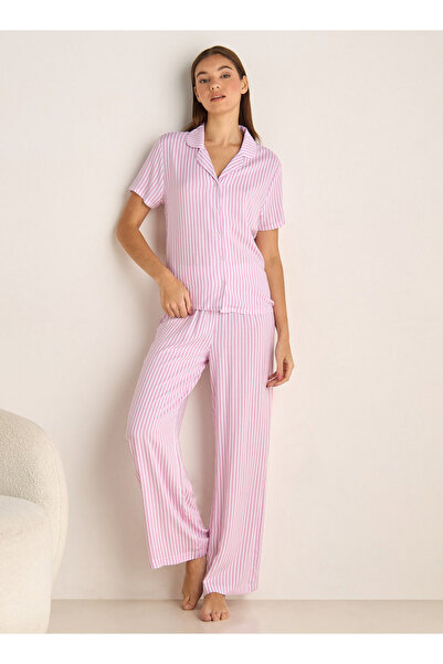 FAV Pyjama Set Button-Down Shirt & Trousers Viscose