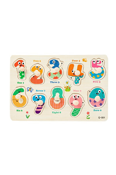 wood toys Puzzle din lemn cu nasturi - Învățarea numărării, 22x15 cm, 3 ani+