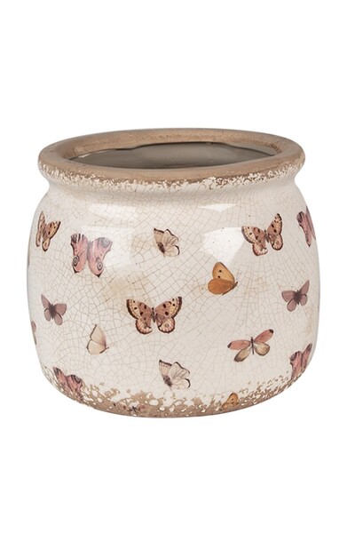 DecoDepot Ghiveci de flori din ceramică, model fluture, 16x13 cm