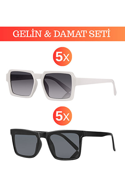 Kinary 10-Piece Wedding Pack Wedding Glasses Set Uv400 – Black & White for Br...