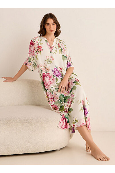FAV Midi Floral Print Kaftan Night Dress Modal