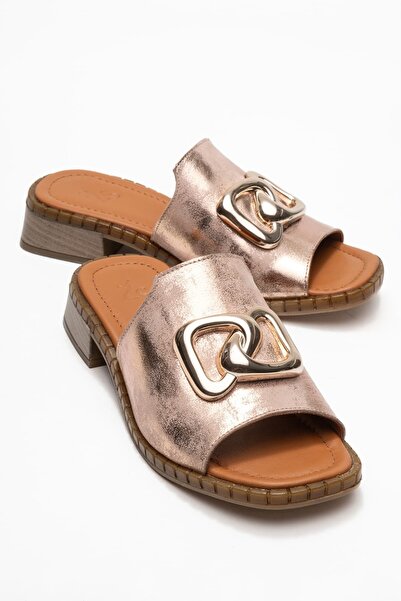 Zeynep Sıradağlı Amenisa Women's Genuine Leather Slippers Rose