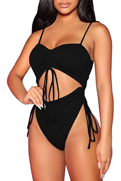 PINK QUEEN Women's Swimsuit, Sexy, Black, One Piece, Cut Out