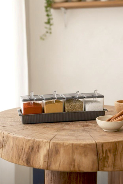 Kitchen Life 5-Piece Spice Rack Set with Spoon and Stand