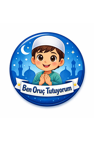 SemiramiS Rozet Ben Oruç Tutuyorum Erkek Çocuk Rozet 44mm Ramazan Temalı İğne...