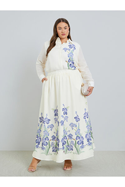 Styli Plus Size Women Floral Print Maxi Skirt