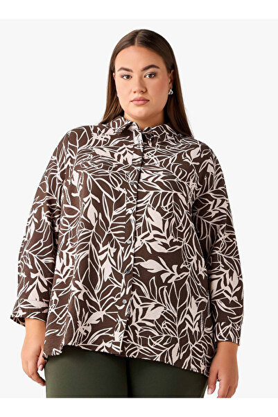 Ulla Popken قميص مطبوع من الفسكوز بقصة مريحة