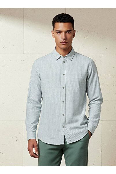 FAV Men Regular Fit Collared Striped Long Sleeve Shirt