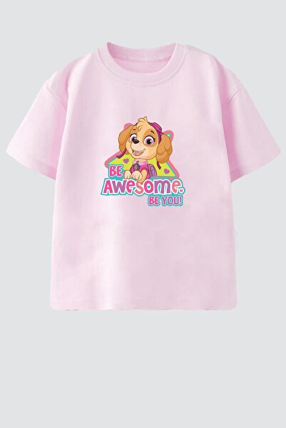 Monila Kız Çocuk Pamuklu Bisiklet Yaka Baskılı T-Shirt