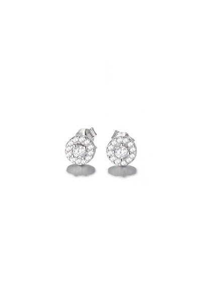 Other Sterling Silver Round Stud Earrings with Zirconia