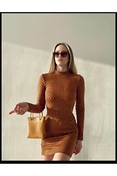 Cistern İstanbul Women's Patterned Slim Short Dress