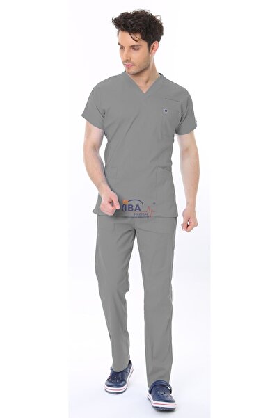 İBA MEDİKAL GRİ TEKNİK HİZMETLER PERSONEL FORMASI LİKRALI SCRUBS TAKIM ARMASIZ