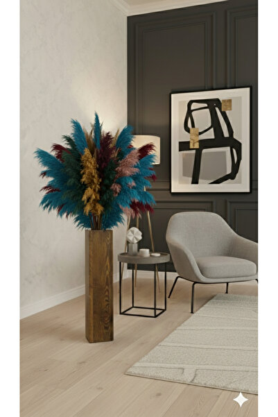 Krb Ahsap Pampas Vazosu, Pampas Saksısı, Ahşap Vazo, Pampaslar Dahil Değildir