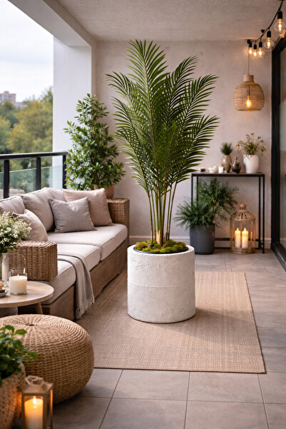 KastaSaksı 33x37 cm beton görünümlü dekoratif modern polyester saksı