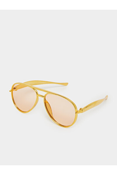 Styli Gold Aviator Metal Frame Sunglasses