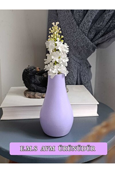 E.M.S AVM VAZO DAMLA VAZO DEKORATİF VAZO LİLA RENK 13 CM YÜKSEKLİK 7 CM ÇAP.
