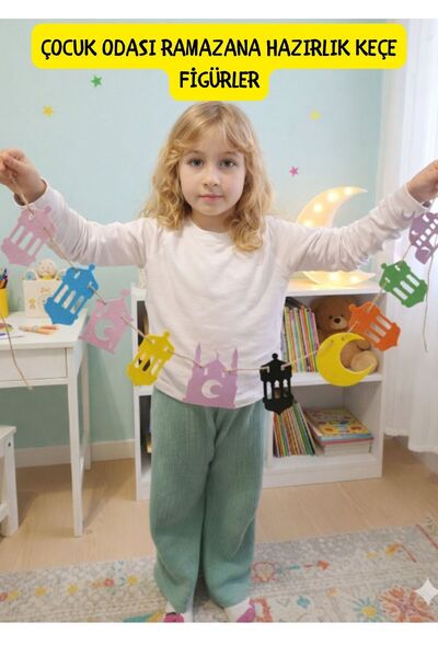 mercanmum ÇOCUK ODASI RAMAZANA HAZIRLIK KEÇE ZİNCİR FİGÜRLER 1 ADET SET HALİN...