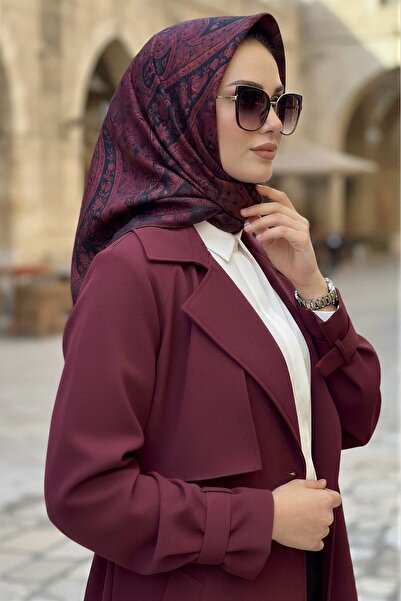 İmajButik Burgundy İpekhan Soft Digital Cotton Scarf