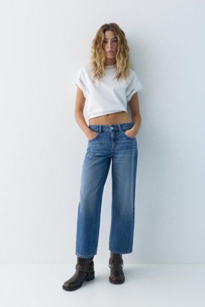 Pull & Bear Düşük bel culotte pantolon jean