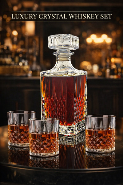 MADAME LUDA Premium Top Segment Whiskey Glass/Carafe Set. (6 Glasses+1 Caraff...