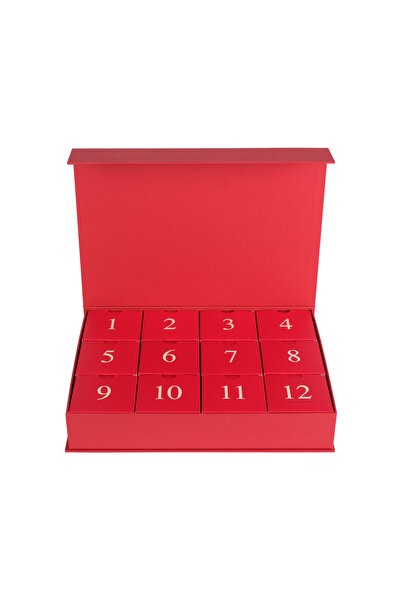 BALEZA 12’li Mıknatıslı Boş Advent Calendar Kutusu – Kırmızı / 12’li Hediye K...