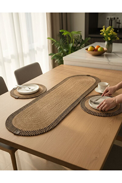 home inn Stain-Resistant Knitted Tableware Set 2 Supla 33 cm and 1 Runner 35X...