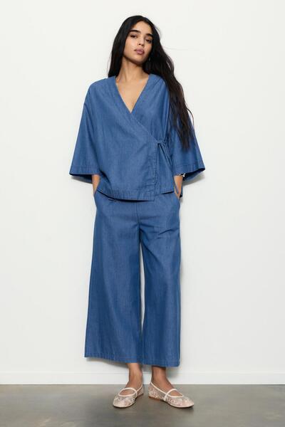 Pull & Bear Kimono denim bluz