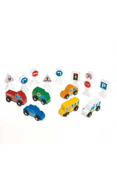 wood toys Educational Toy - Wooden Vehicles Montessori - 15 pieces, 12 months +