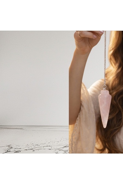 best bioenerji taş terapi Pink Quartz Large Size Pendulum (Pandül)