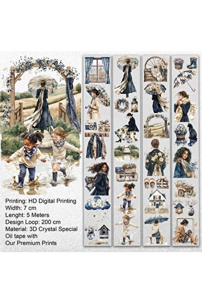 Onwize Scrapbook PET Tape Rainy Play | Journal & Collage Sticker 7cm