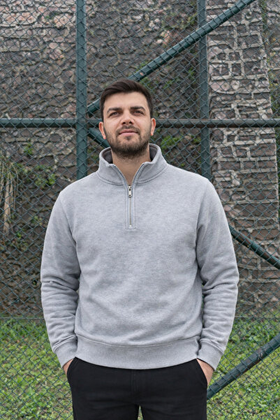 ManifestoGo Men's Stand-Up Collar Half-Zip Sweatshirt