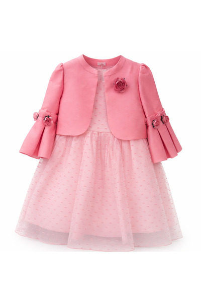 Pamina Girl's Jacket, Rose Detailed Bag, Dress, Fuchsia 35294