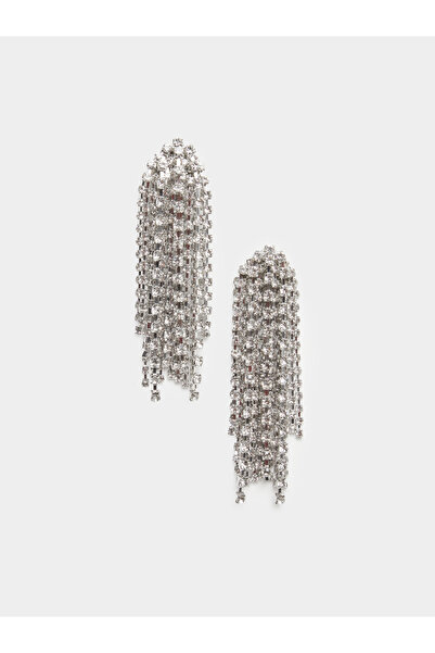 Styli Silver Crystal Fringe Dangle Earrings
