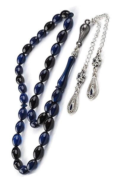 TESBİHCİBABA سبحة من حجر العنبر الأسود الليلي الأزرق