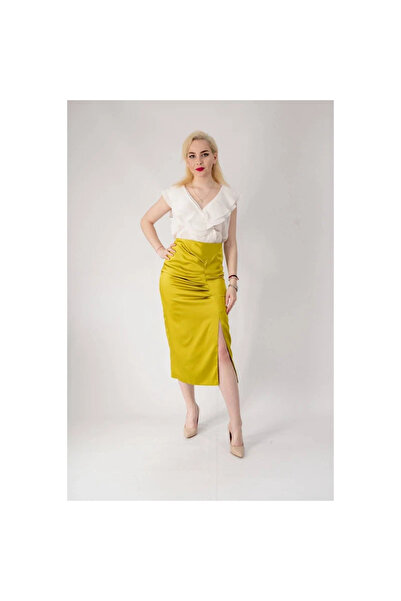 OIM Fashion App Women's Midi Skirt, Neon Green