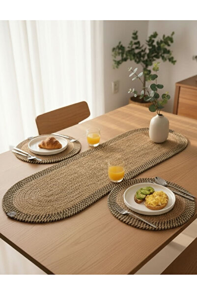 home inn Stain-Resistant Knitted Tableware Set 2 Supla 33 cm and 1 Runner 35X...