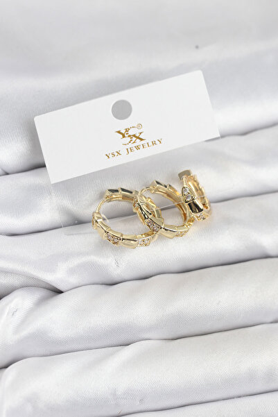 STİLLOVE Brass Gold Color Zircon Stone Ring Snake Model Ysx Trio Earring Set