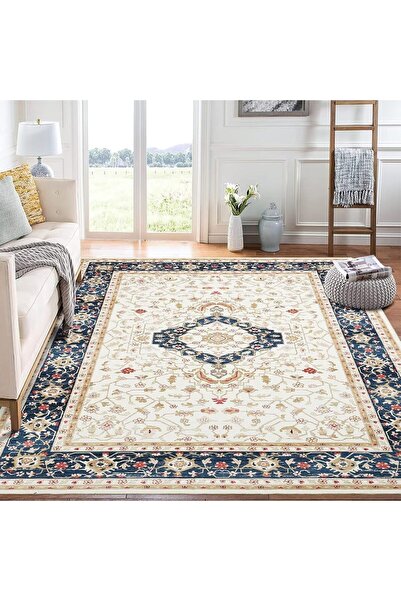 XICEN Washable Area Rug, Non-Slip Vintage Floral Printed Rug, Low Pile Thin &...