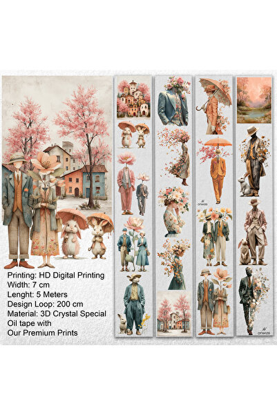 Onwize Scrapbook PET Tape Blossom Walk | Journal & Collage Sticker 7cm