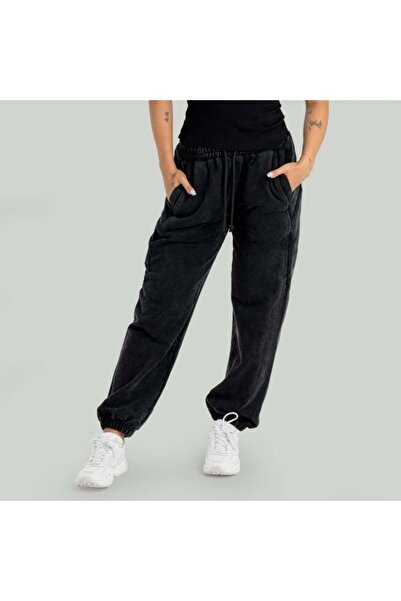 GymBeam Pantaloni jogger spălați pentru femei, negri - STRIX