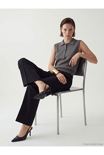 LC Waikiki Anthracite Polo Neck Women's Knitwear Sweater