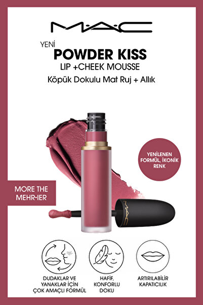 M.A.C Powder Kiss Lip & Cheek Mousse Dudak ve Yanaklar için Buğulu Mat Ruj - ...