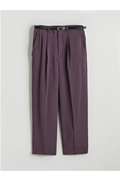 LC Waikiki M1 sezon Mürdüm Beli Kemerli Havuç Kesim Kadın Pantolon