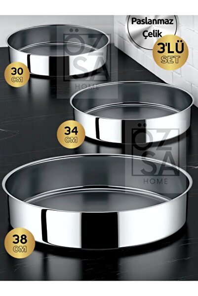 KAPLANBABA 3 Pieces Stainless Steel Round Baking Tray Fireproof Non-Stick Bak...