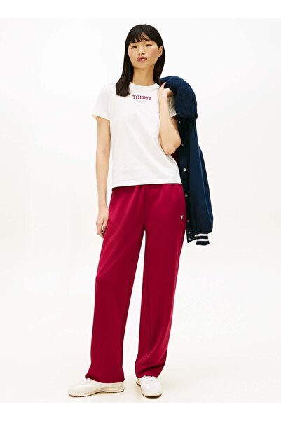 Tommy Jeans Yuvarlak Yaka Baskılı Ekru Kadın T-Shirt TJW REG ESSENTIAL LOGO 2...