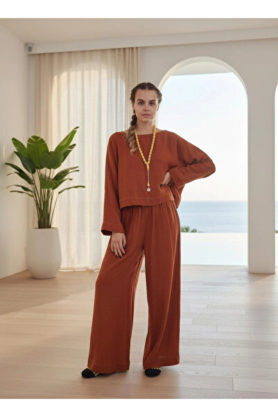 Su Koleksiyon Soul Muslin Blazer Pants Set / Tile