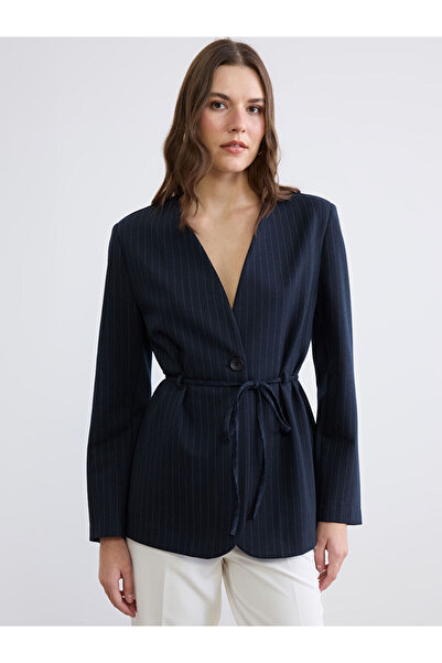 LC Waikiki Striped Belted Women's Blazer Jacket for Style Enthusiasts from Uz...