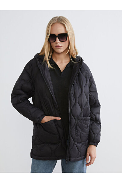 LC Waikiki Lcw Visionblack Hooded Quilted Women's Puffer Coat